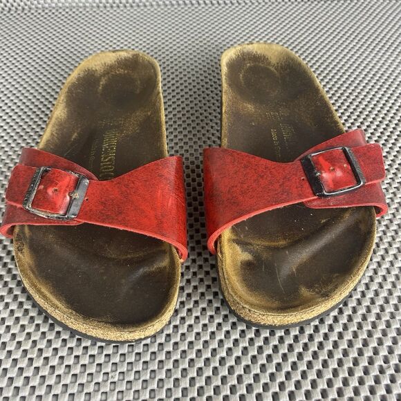 Birkenstock Madrid Sandals Womens 37 Red Buckle Slide On Casual Made In Germany - Picture 8 of 15